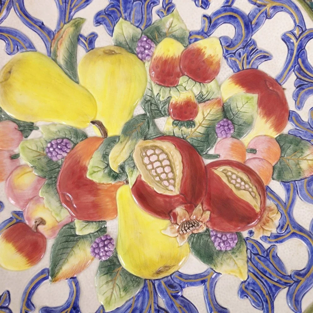 Fitz and Floyd Florentine Fruit Large Serving Platter Wall Decor